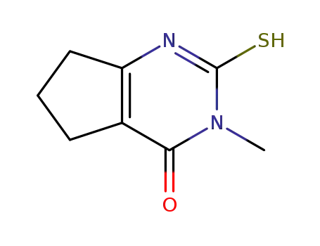 Molecular Structure of 108989-50-0 (2-Mercapto-3-methyl-6,7-dihydro-5H-cyclopenta[d]-pyrimidin-4-one)
