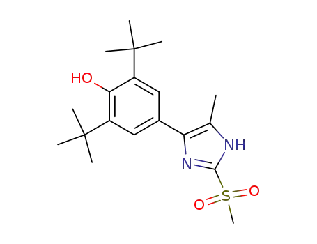 Molecular Structure of 84203-50-9 (Phenol,
2,6-bis(1,1-dimethylethyl)-4-[5-methyl-2-(methylsulfonyl)-1H-imidazol-4-
yl]-)