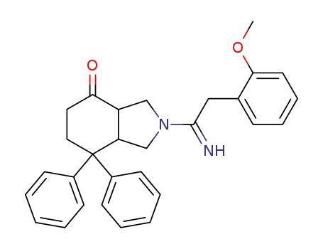 Molecular Structure of 135911-02-3 ((3AR,7AR)-OCTAHYDRO-2-[1-IMINO-2-(2-METHOXYPHENYL)ETHYL]-7,7-DIPHENYL-4H-ISOINDOL-4-ONE)