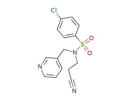 Molecular Structure of 113268-15-8 (Benzenesulfonamide, 4-chloro-N-(2-cyanoethyl)-N-(3-pyridinylmethyl)-)