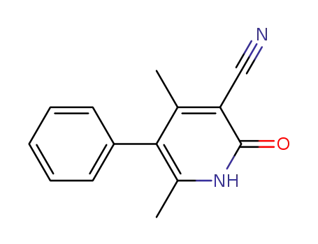 Molecular Structure of 4241-19-4 (4,6-dimethyl-2-oxo-5-phenyl-1,2-dihydropyridine-3-carbonitrile)