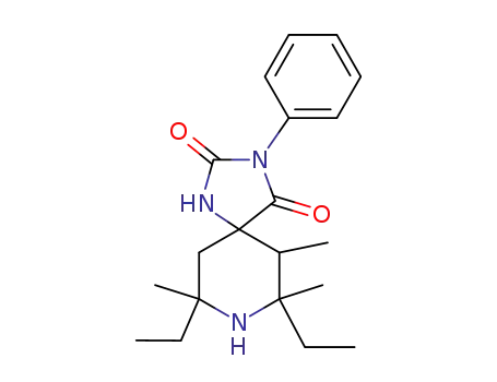 Molecular Structure of 61683-23-6 (1,3,8-Triazaspiro[4.5]decane-2,4-dione,
7,9-diethyl-6,7,9-trimethyl-3-phenyl-)