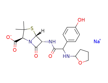 {2S-[2α,5α, 6β(S*)]}-6-{[2-tetrahydrofuranylamino(4-hydroxyphenyl)acetyl]amino}-3,3-dimethyl-7-oxo-4-thia-1-azabicyclo[3.2.0]heptane-2-carboxylic acid sodium salt