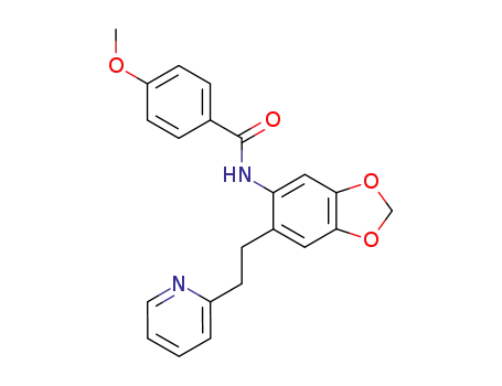 Molecular Structure of 62370-11-0 (Benzamide, 4-methoxy-N-[6-[2-(2-pyridinyl)ethyl]-1,3-benzodioxol-5-yl]-)