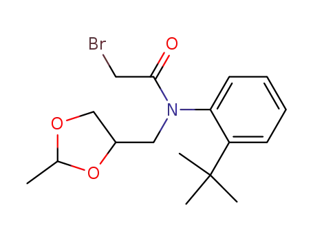 Molecular Structure of 59524-57-1 (Acetamide,
2-bromo-N-[2-(1,1-dimethylethyl)phenyl]-N-[(2-methyl-1,3-dioxolan-4-yl)
methyl]-)