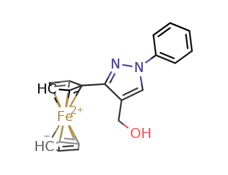 Molecular Structure of 918342-51-5 ((1H-3-ferrocenyl-1-phenylpyrazol-4-yl)methanol)