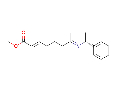 Molecular Structure of 130739-49-0 ((E)-7-[(E)-(R)-1-Phenyl-ethylimino]-oct-2-enoic acid methyl ester)
