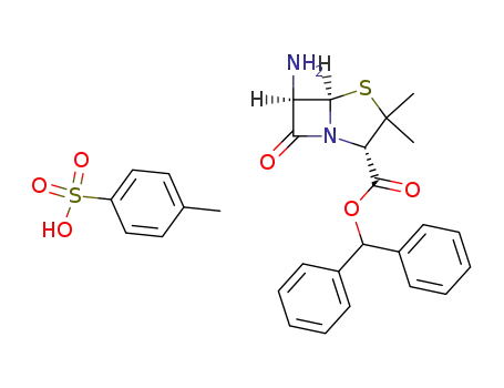 Molecular Structure of 34642-75-6 (Diphenylmethyl 6-aminopenicillanate p-toluenesulphonic acid salt)