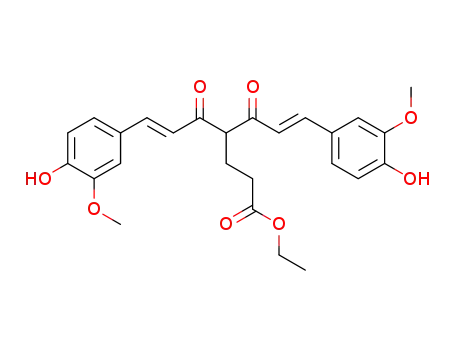 Molecular Structure of 98886-32-9 (6-Heptenoic acid,
7-(4-hydroxy-3-methoxyphenyl)-4-[(2E)-3-(4-hydroxy-3-methoxyphenyl)-
1-oxo-2-propenyl]-5-oxo-, ethyl ester, (6E)-)
