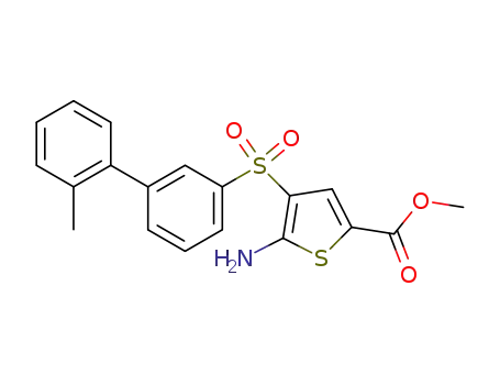 Molecular Structure of 631909-32-5 (5-Amino-4-(2'-methyl-biphenyl-3-sulfonyl)-thiophene-2-carboxylic acid methyl ester)