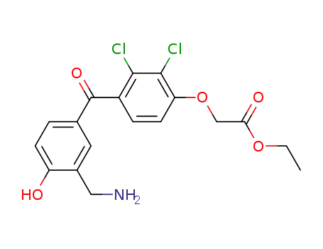 Molecular Structure of 78235-72-0 (ethyl {4-[3-(aminomethyl)-4-hydroxybenzoyl]-2,3-dichlorophenoxy}acetate)