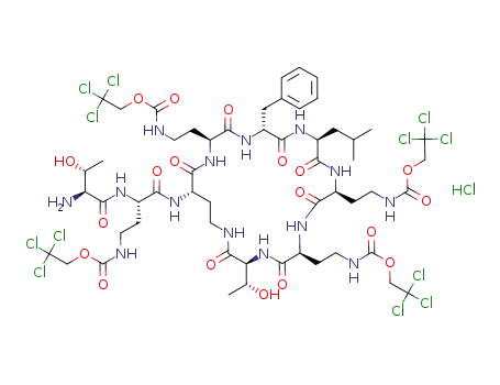 Molecular Structure of 1013028-77-7 (tetrakis(N<sup>γ</sup>-trichloroethoxycarbonyl)polymyxin B (2-10) hydrochloride)