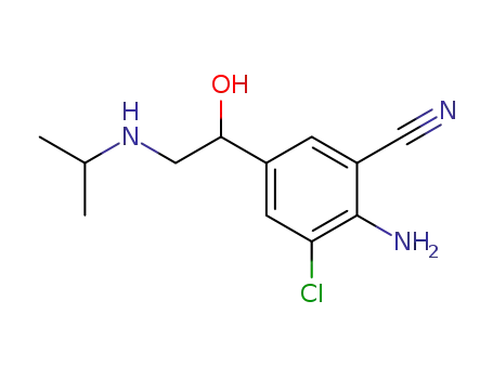 Molecular Structure of 88698-60-6 (Benzonitrile,
2-amino-3-chloro-5-[1-hydroxy-2-[(1-methylethyl)amino]ethyl]-)