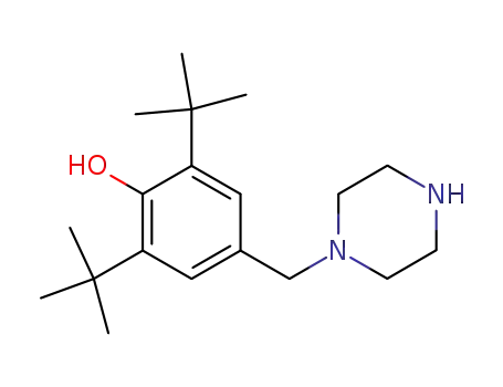 Molecular Structure of 13790-75-5 (Phenol, 2,6-bis(1,1-dimethylethyl)-4-(1-piperazinylmethyl)-)