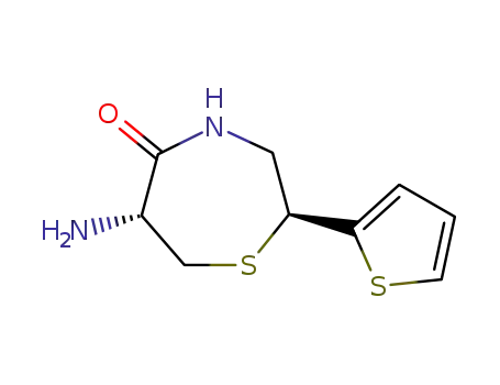 Molecular Structure of 110221-26-6 ((2S,6R)-6-Amino-2-(2-thienyl)-1,4-thiazepan-5-one)