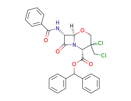 Molecular Structure of 1186615-53-1 ((2S,6R,7R)-7-Benzoylamino-3-chloro-3-chloromethyl-8-oxo-5-oxa-1-aza-bicyclo[4.2.0]octane-2-carboxylic acid benzhydryl ester)