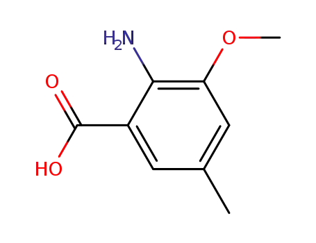 Molecular Structure of 80389-40-8 (Benzoic acid, 2-amino-3-methoxy-5-methyl-)