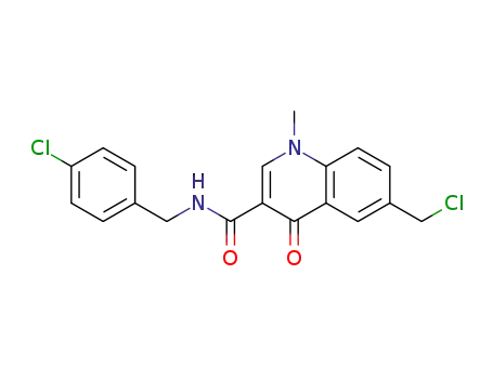 Molecular Structure of 281652-09-3 (N-(4-chlorobenzyl)-6-(chloromethyl)-1-methyl-4-oxo-1,4-dihydro-3-quinolinecarboxamide)