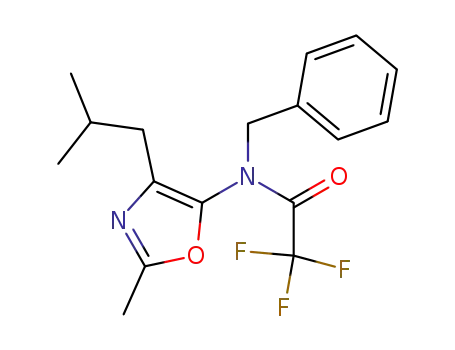 Molecular Structure of 87783-64-0 (Acetamide,
2,2,2-trifluoro-N-[2-methyl-4-(2-methylpropyl)-5-oxazolyl]-N-(phenylmeth
yl)-)