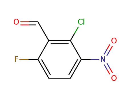 Molecular Structure of 899821-26-2 (Benzaldehyde, 2-chloro-6-fluoro-3-nitro-)