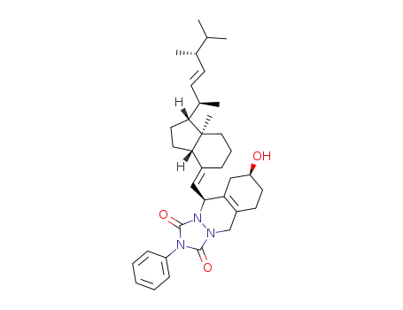 Molecular Structure of 104973-27-5 (6(S),19-(4-phenyl-3,5-dioxo-1,2,4-triazolidine-1,2-diyl)-3β-hydroxy-9,10-secoergosta-5(10),7(E),22(E)-triene)