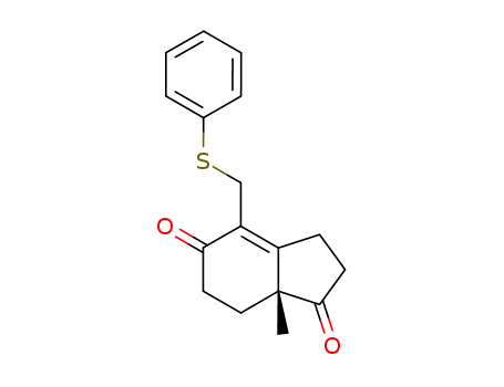 Molecular Structure of 105764-24-7 (1H-Indene-1,5(6H)-dione,
2,3,7,7a-tetrahydro-7a-methyl-4-[(phenylthio)methyl]-, (R)-)