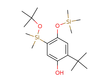 Molecular Structure of 131904-67-1 (5-(tert-Butoxy-dimethyl-silanyl)-2-tert-butyl-4-trimethylsilanyloxy-phenol)