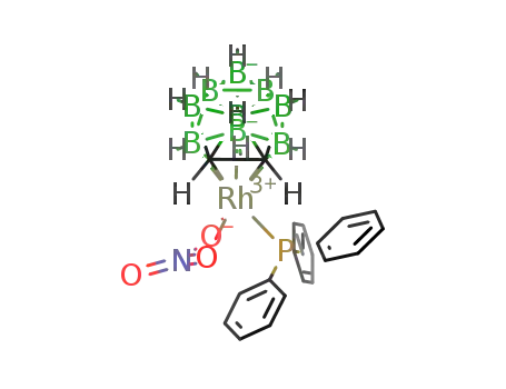 Molecular Structure of 82807-97-4 ([closo-3-triphenylphosphine-3,3-nitrato-3,1,2-RhC<sub>2</sub>B<sub>9</sub>H<sub>11</sub>])