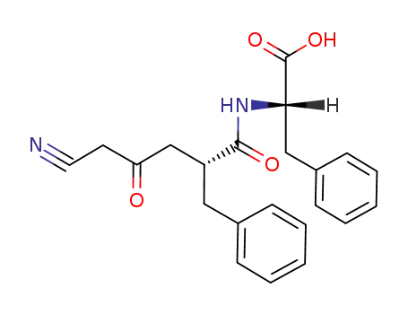 Molecular Structure of 136282-56-9 (L-Phenylalanine, N-[5-cyano-1,4-dioxo-2-(phenylmethyl)pentyl]-, (R)-)