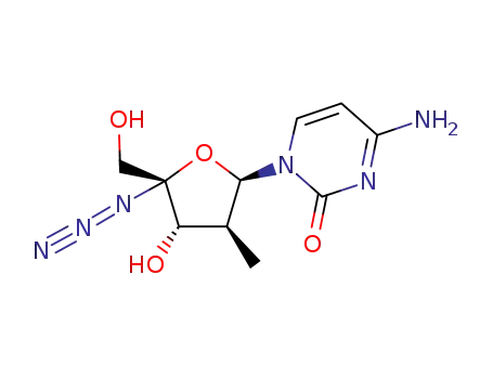Molecular Structure of 1019639-20-3 (2(1H)-Pyrimidinone, 4-amino-1-(4-C-azido-2-deoxy-2-methyl-β-D-arabinofuranosyl)-)