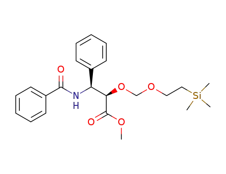 Molecular Structure of 99458-19-2 ((2R,3S)-N-benzoyl-O-<<2-(trimethylsilyl)ethoxy>methyl>-3-phenylisoserine methyl ester)