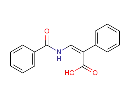 Molecular Structure of 91632-46-1 (Benzeneacetic acid, a-[(benzoylamino)methylene]-)