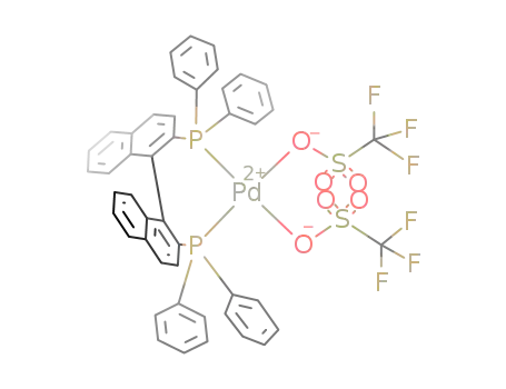 Molecular Structure of 177427-91-7 ((2,2'-Bis(diphenylphosphino)-1,1'-binaphthyl)Palladium bis(trifluomethylsulfonate))