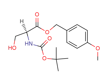 Molecular Structure of 171775-82-9 (L-Serine, N-[(1,1-dimethylethoxy)carbonyl]-, (4-methoxyphenyl)methyl
ester)