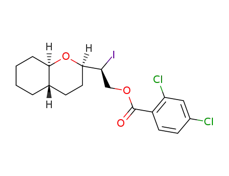 Molecular Structure of 101859-02-3 ((2S)-2-iodo-2-[(4aS,8aR)-octahydro-2H-chromen-2-yl]ethyl 2,4-dichlorobenzoate)