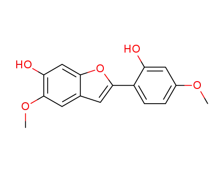 Molecular Structure of 90664-33-8 (6-Benzofuranol, 2-(2-hydroxy-4-methoxyphenyl)-5-methoxy-)