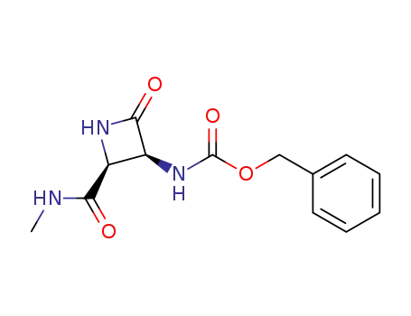 Molecular Structure of 84209-04-1 (Carbamic acid, [2-[(methylamino)carbonyl]-4-oxo-3-azetidinyl]-,
phenylmethyl ester, cis-)