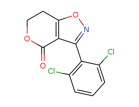 Molecular Structure of 156496-83-2 (4H-Pyrano[3,4-d]isoxazol-4-one, 3-(2,6-dichlorophenyl)-6,7-dihydro-)