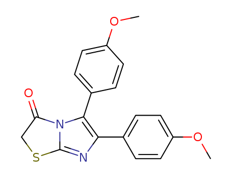 Molecular Structure of 39908-38-8 (Imidazo[2,1-b]thiazol-3(2H)-one, 5,6-bis(4-methoxyphenyl)-)