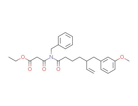 Molecular Structure of 184358-17-6 (N-benzyl-N-[5-(3-methoxybenzyl)hept-6-enoyl]malonamic acid ethyl ester)