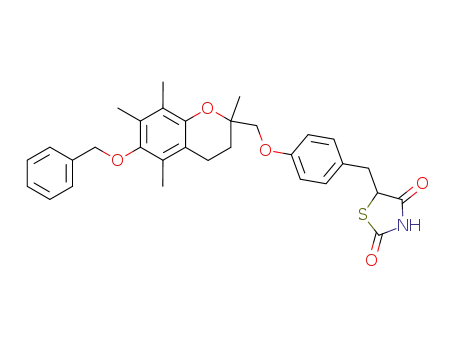 Molecular Structure of 199441-78-6 (5-[4-(6-benzyloxy-2,5,7,8-tetramethyl-chroman-2-ylmethoxy)-benzyl]-thiazolidine-2,4-dione)