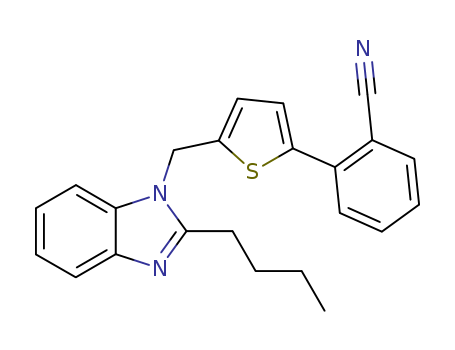 Molecular Structure of 194417-13-5 (Benzonitrile, 2-[5-[(2-butyl-1H-benzimidazol-1-yl)methyl]-2-thienyl]-)