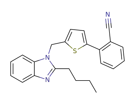 Molecular Structure of 194417-13-5 (Benzonitrile, 2-[5-[(2-butyl-1H-benzimidazol-1-yl)methyl]-2-thienyl]-)