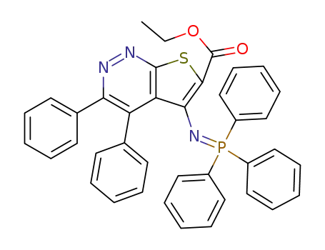 Molecular Structure of 194546-63-9 (Thieno[2,3-c]pyridazine-6-carboxylic acid,
3,4-diphenyl-5-[(triphenylphosphoranylidene)amino]-, ethyl ester)