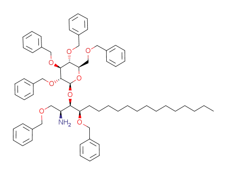 Molecular Structure of 321734-99-0 ((2S,3R,4R)-2-amino-1,4-di-O-benzyl-3-O-(2',3',4',6'-tetra-O-benzyl-β-D-glucopyranosyl)octadecane)