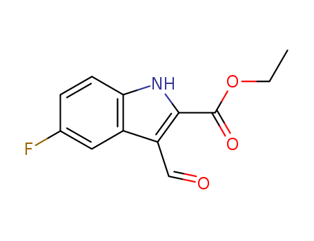 Molecular Structure of 199603-85-5 (1H-Indole-2-carboxylic acid, 5-fluoro-3-formyl-, ethyl ester)