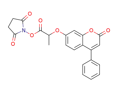 Molecular Structure of 270596-10-6 (N-hydroxysuccinimide ester of 7-(1-carboxyethoxy)-4-phenylcoumarin)