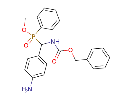 Molecular Structure of 196806-21-0 (Carbamic acid, [(4-aminophenyl)(methoxyphenylphosphinyl)methyl]-,
phenylmethyl ester)