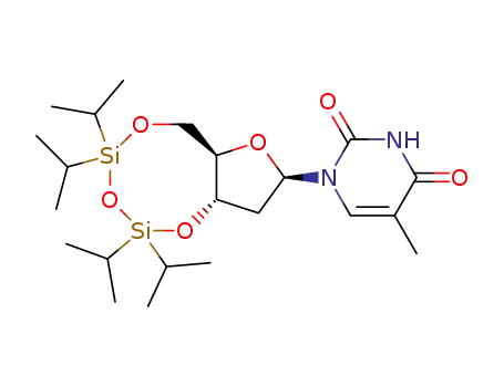 Molecular Structure of 97626-18-1 (1-[2-deoxy-3,5-O-(1,1,3,3-tetraisopropyldisiloxane-1,3-diyl)-β-D-ribofuranosyl]thymine)