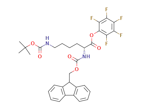 Molecular Structure of 133083-36-0 (N'-(tert-Butoxycarbonyl)-N-(9-fluorenylmethyloxycarbonyl)-D-lysine pentafluorophenyl ester)